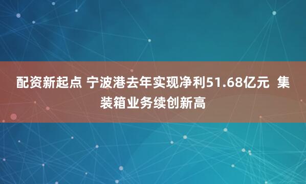 配资新起点 宁波港去年实现净利51.68亿元  集装箱业务续创新高